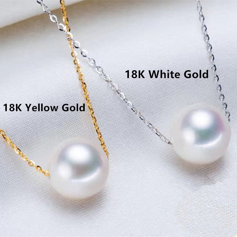 Natural pearl pendant simple 18K Gold Necklace WRX pearls wholesale