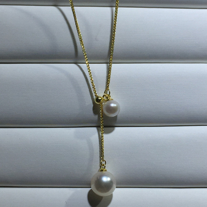 Natural pearl double bead pendant，birthday present wedding gift Holiday gifts WRX pearls wholesale