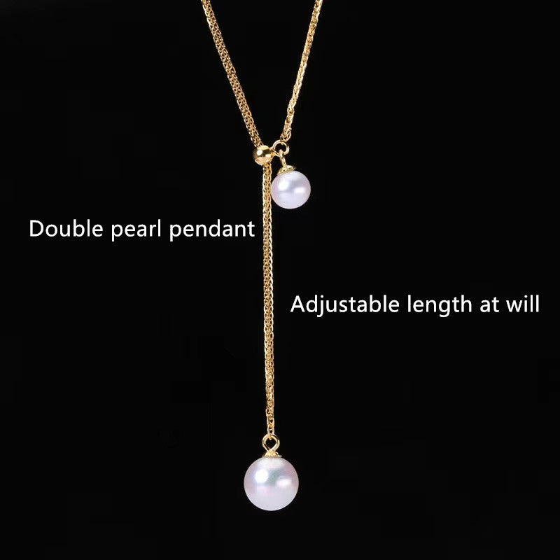 Natural pearl double bead pendant，birthday present wedding gift Holiday gifts WRX pearls wholesale