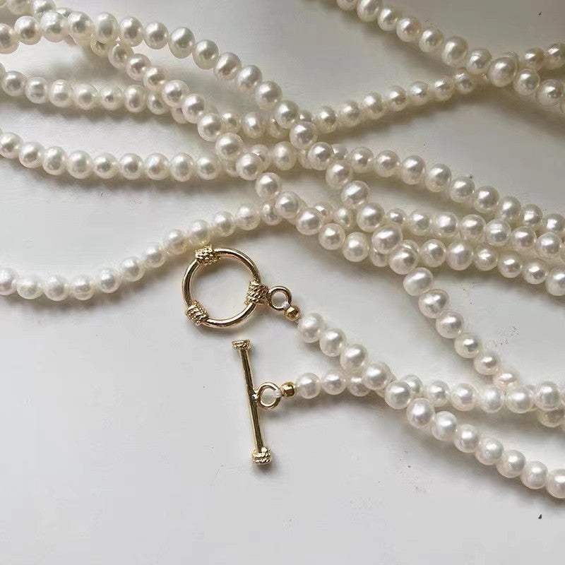 Natural small pearl necklace sweater chain WRX pearls wholesale