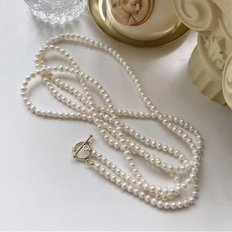 Natural small pearl necklace sweater chain WRX pearls wholesale