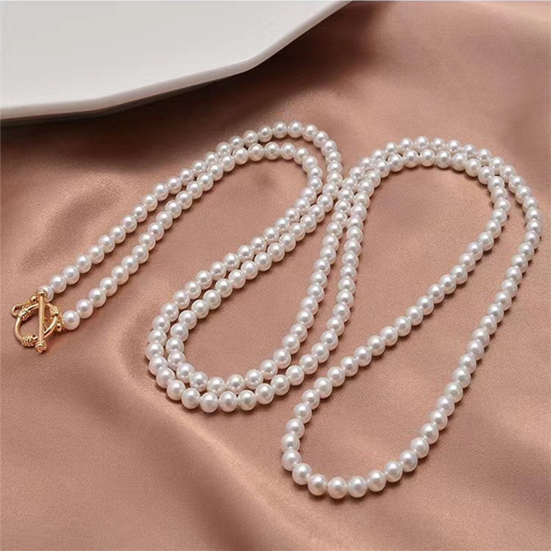 Natural small pearl necklace sweater chain WRX pearls wholesale