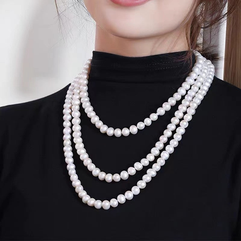 63 Inches Long natural pearl necklace sweater chain WRX pearls wholesale