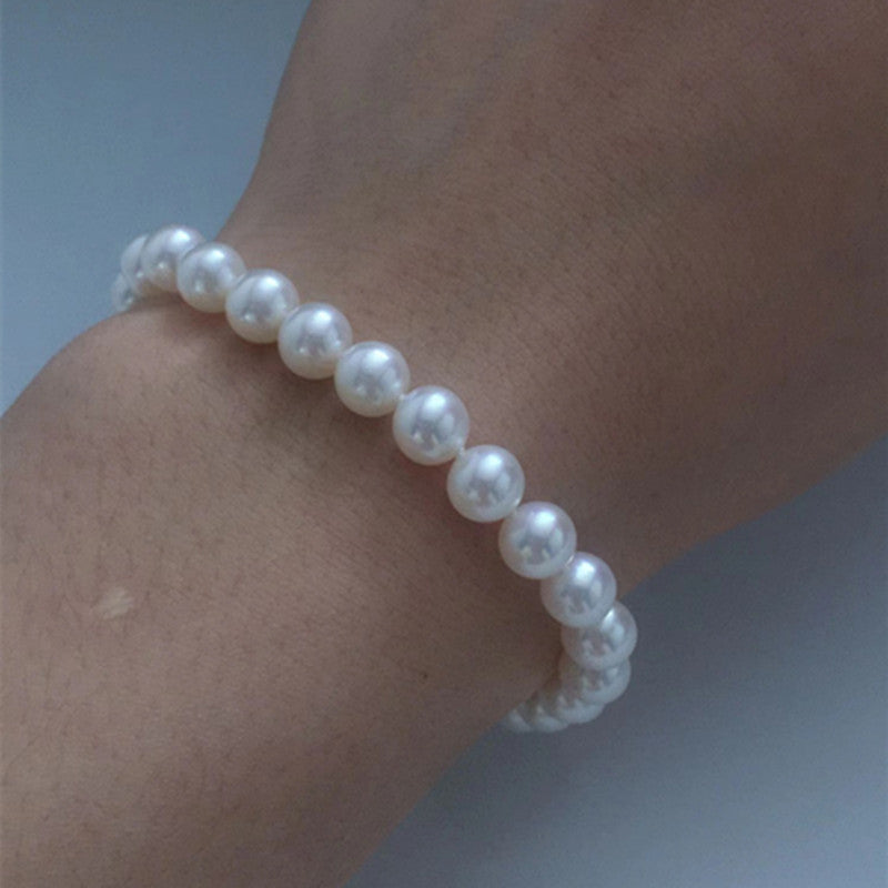 5mm-9mm White natural freshwater pearl bracelet WRX pearls wholesale
