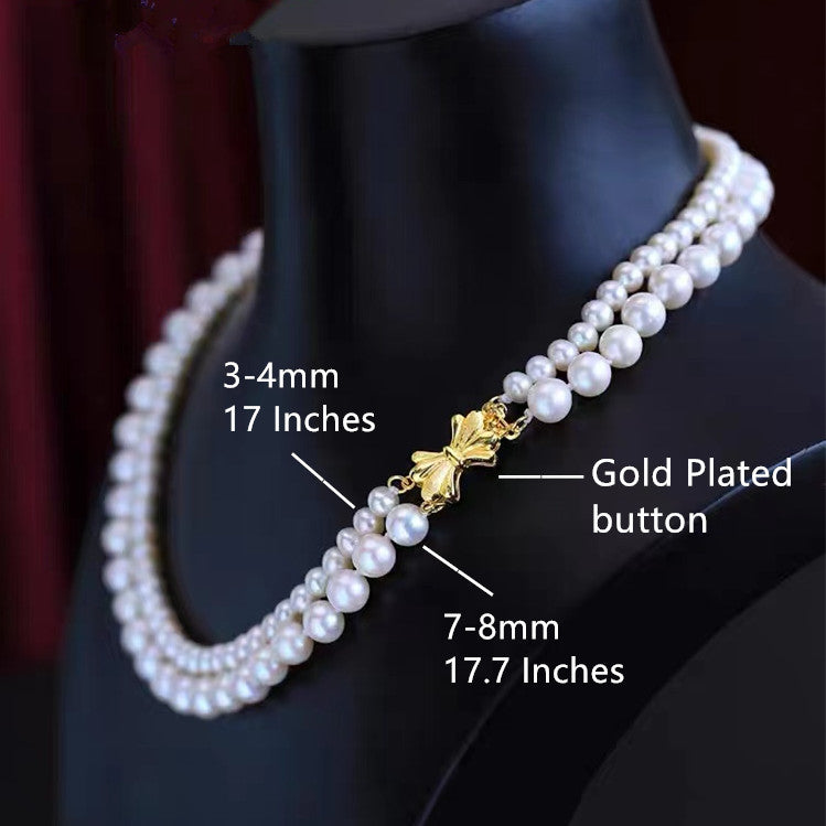 3-4mm Natural High Luster Baby Pearl Necklace Handmade 18k -  Canada