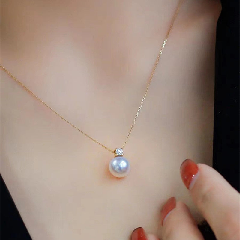 Natural pearl pendant 18K Gold Necklace WRX Pearls wholesale