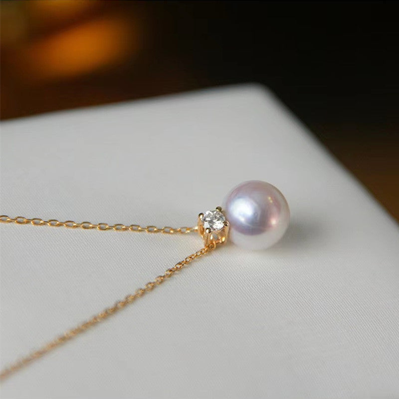 Natural pearl pendant 18K Gold Necklace WRX Pearls wholesale