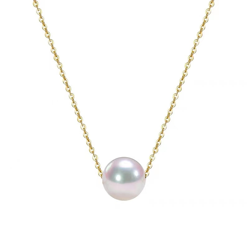 Natural pearl pendant simple 18K Gold Necklace WRX pearls wholesale