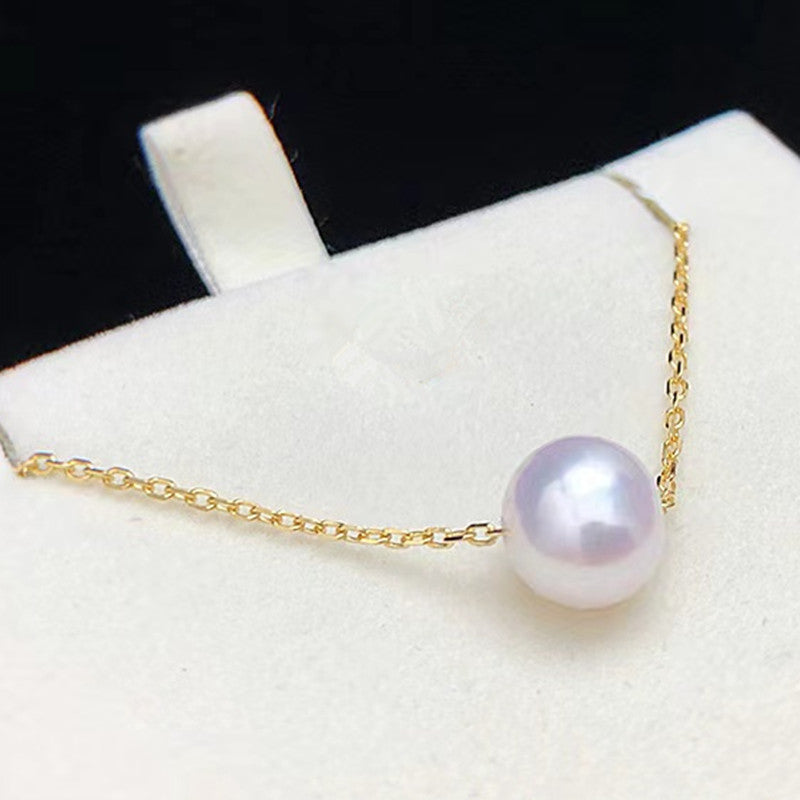 Natural pearl pendant simple 18K Gold Necklace WRX pearls wholesale